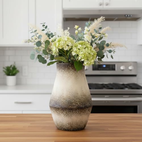 Rustic Ceramic Vase, 11 Inch Tall - color: Dark Brown, size: 11 inch