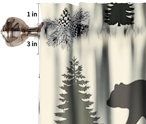 Camouflage Forest Curtain Valances,Rustic Country Bear Deer Pinecone Print Window Valance,Farmhouse Style Short Window Treatments for Bedroom Living Room Kitchen,54x18in - color: Bear-3