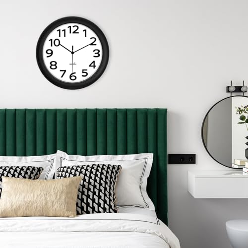 HIPPIH 10 Inch Wall Clock, 2Pack Silent Non Ticking Battery Operated Clocks - color: With Black Second Hand, size: 10 inches