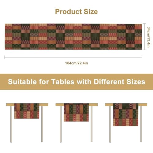 Vintage Patchwork Table Runner Abstract Geometric Pattern Splicing Design Pattern Printed Linen Table Runner for Home Kitchen Dining Table Decoration 13x36 Inch - color: Style-12, size: 13"W x 36"L (Pack of 1)