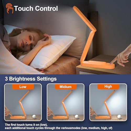 Giryuhd LED Desk Lamp for Office Home & Battery Operated Lamp Rechargeable Lamp Foldable & Portable Light, LED Desk Light Strip, 3 Brightness Dimmable Small Desk Lamp Reading Lamp (Orange) - color: Orange (1-Pack)