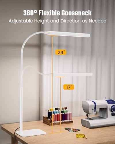SUPERDANNY Eye-Caring LED Desk Lamp Work Lamp Office Lamp with Base - color: White, size: Base Stand
