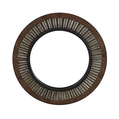 Household Essentials Sunburst Solid Wood & Metal Mirror, Brown - style: Wood and Metal