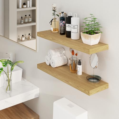 Fun Memories Floating Shelves 36 Inch Long, Deep Floating Shelf for Wall, 36 x 8 Floating Shelves Set of 2, 8 Inch Deep Wall Shelf for Living Room, Kitchen, Bedroom, Large Storage Shelves, Oak Color - color: Oak, size: 36"W x 8"D