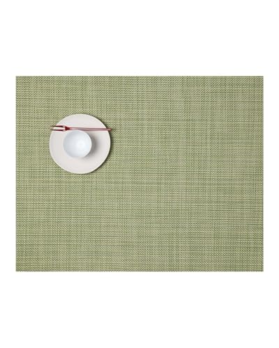 Chilewich Mini Basketweave Placemats, Woven Rectangle Placemats Set of 4 - color: Dill, size: 14"x19"