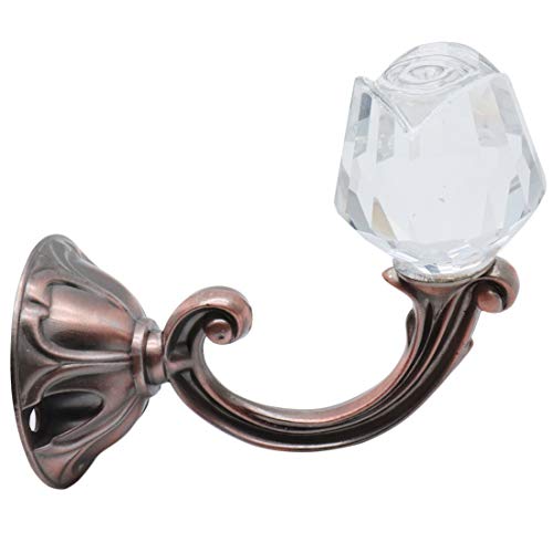 Xiaoyztan 2Pcs Red Bronze Crystal Rose Curtain Tiebacks Wall Hooks - color: Red Bronze