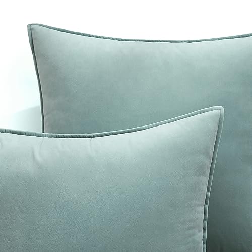 MIULEE Decorative Blue Grey Velvet Throw Pillow Covers for Couch 18x18 Inch - color: Blue Grey, size: 18" x 18" (Pack of 2)