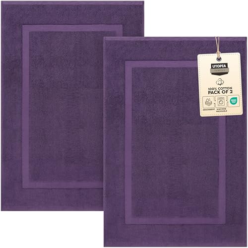 Utopia Towels Cotton Bath Mat, 21x34 in, 2 Pack, Plum - color: Plum, size: 2 Bath Mats