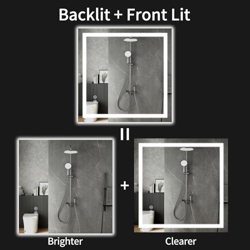 36"x36" LED Bathroom Mirror with Lights, Dimmable, Anti-Fog, Lighted Bathroom Vanity Mirror for Wall, Backlit + Front Lit, Memory Function, Shatter-Proof, Tempered Glass - size: 36"L x 36"W