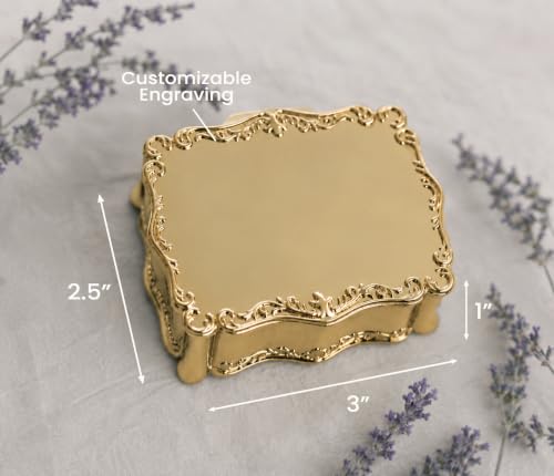 Cherished Moments Personalized Rectangle Jewelry Box with Name - color: Gold Name