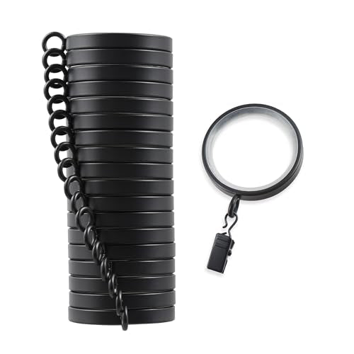 Cambria Designer 2" Satin Black Quiet Glide Curtain Rings 18 Pack - color: Satin Black, size: Large 2 in