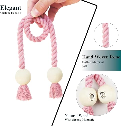 Magnetic Curtain Tiebacks Decorative Tie Back Drapes Holdbacks Nieffeiy - color: Pink