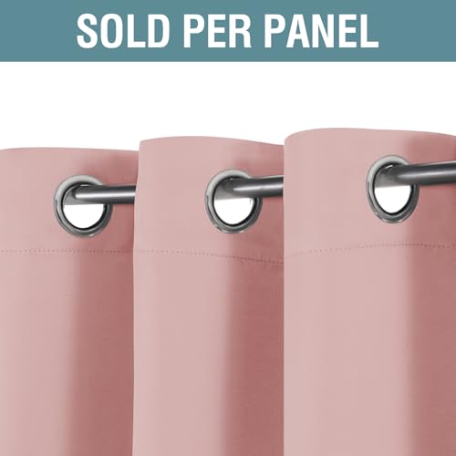 H.VERSAILTEX Blackout Curtain for Living Room Small Window Kitchen Blackout Curtains 45 inch Length Energy Saving Solid Grommet Blackout Drape, One Panel, Baby Pink, 52" W x 45" L - color: Baby Pink, size: 52"W x 45"L (Pack of 1)