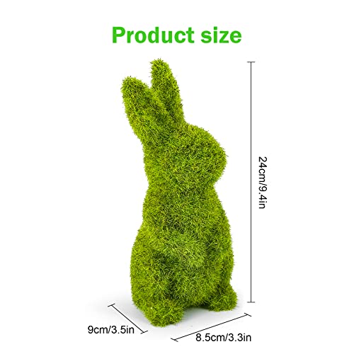 Easter Bunny Decorations,Resin Moss Bunny Figurine,Garden Artificial Moss Rabbit Easter Décor Party Favors Gifts(Medium Stand) - size: Medium Stand
