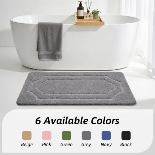 BEQHAUSE Bathroom Rugs Non Slip Bath Mat Soft Absorbent, 24"x36", Grey - color: Grey, size: 24"x36"