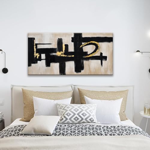 QSQ Black Abstract Wall Art Minimalist Canvas Art Wall Decor 20" x 40" - color: black gold, size: 40"L x 20"W