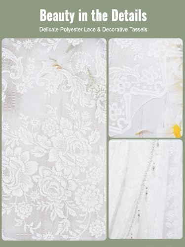Molaxhome White Lace Window Valance Curtains Swag Victorian Gothic Style - color: White, size: 39.4"W x 41.3"L (Pack of 1)