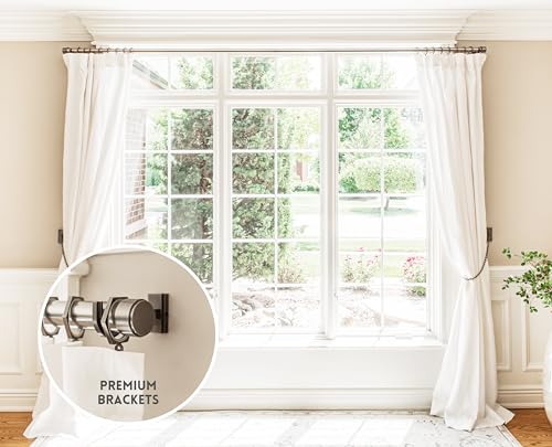 BlastHome® Luxury Adjustable Curtain Rod Brackets, Gunmetal/Pewter - color: Gunmetal/Pewter