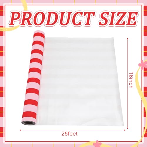 AmazingSpark Striped Table Runner Roll,Pink and Red,25' Long X 16" Wide - color: Pink and Red, size: 25' Long X 16" Wide