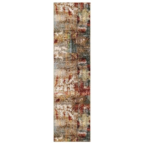 Lahome Washable Runner Rug, 2x8 Runner Rug for Hallways, Red/Multi - color: Red/Multi, size: 10" x 12" (Runner)