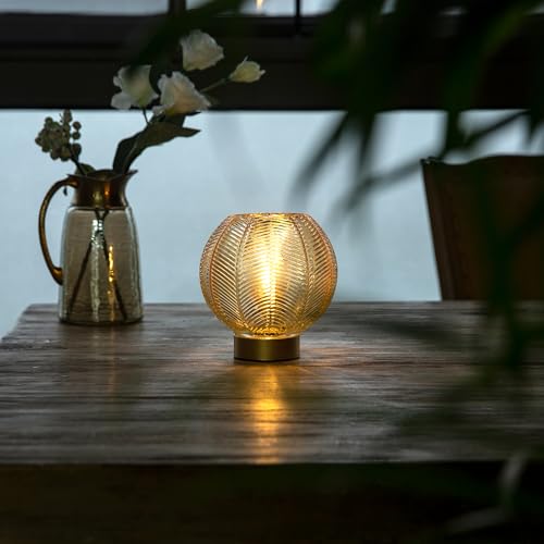 LUSHARBOR Battery Operated Decorative Glass Table Lamp with Timer Gold - color: Orb-Gold