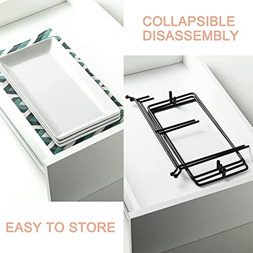 Gomakren 3 Tier Serving Trays Stand, 12 Inch White Rectangular Platters - color: Black, size: 15.9" x 11.7" x 9.1"