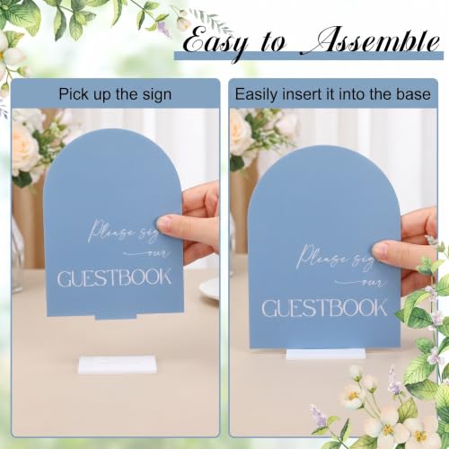 Weysat 4 Pcs Dusty Blue Acrylic Wedding Signs for Ceremony Reception - color: Dusty Blue
