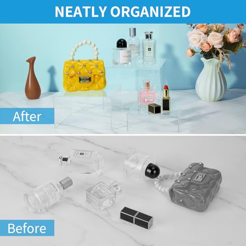 3-Pack Clear Acrylic Display Risers, Nesting Cube Boxes with Hollow Bottom - color: Clear