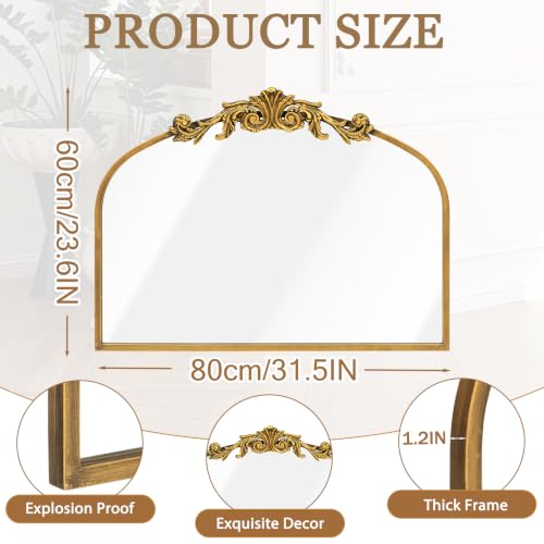 Antique Mirror, Gold Resin Frame(Vintage Gold, 31.5x24In) - color: Gold, size: 31.5"L x 24"W