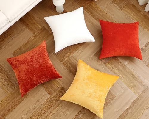 Jeneoo Golden Brown Decorative Throw Pillow Covers Soft Chenille Comfy Square Couch Cushion Cases for Living Room Sofa Decor (Set of 2, 20 x 20 Inches) - color: Golden Brown, size: 20" x 20" (Pack of 2)