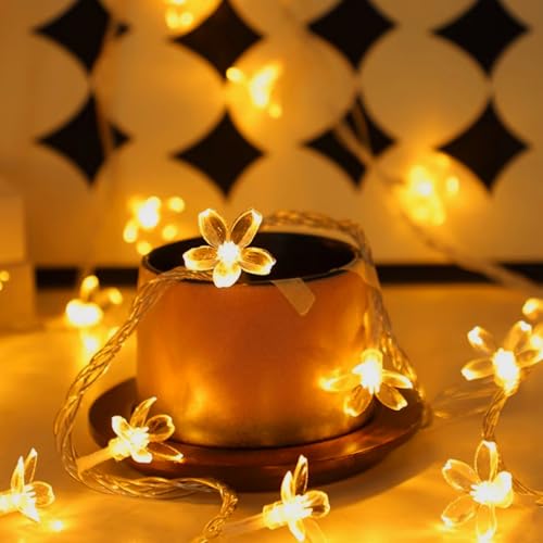 10ft 30 LED Fairy Flower String Lights Battery & USB Operated (Warm White) - color: Warm White