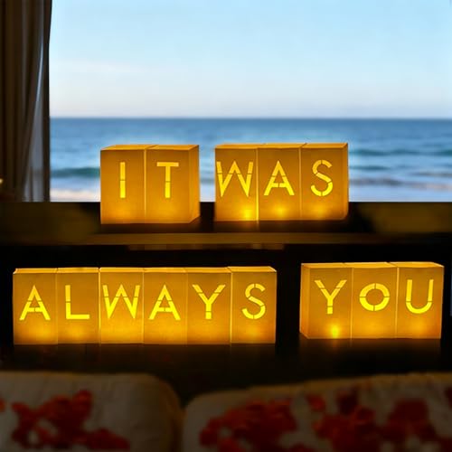 It Was Always You Decorations – Romantic Decoration Kit with Light Up Letters, 30 Tea Light Candles, 2000 Rose Petals, 10 Balloons – Luminary Bags for Anniversary Surprise - style: It Was Always