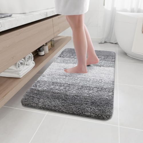 Arotive Microfiber Bathroom Rugs, Shaggy Soft Absorbent Bath Rug, 35x24 - color: Grey, size: 35" X 24"