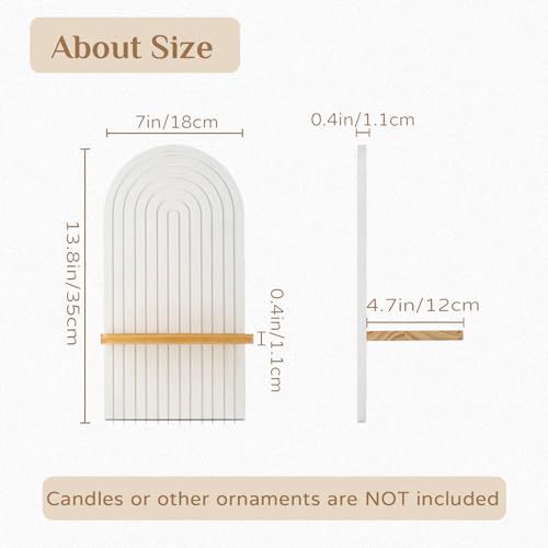 Boho Wall Candle Holder Set of 2 with White Arched 3D Design - color: White