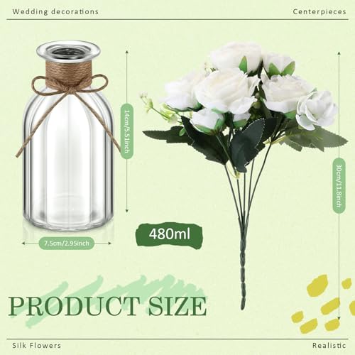 Suncalla 10 Sets Vintage Glass Vases Centerpiece Table Decorations