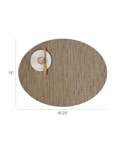 Chilewich Bamboo Placemats Set of 4, Woven Oval Placemats - color: Camel, size: 14"x19.25"