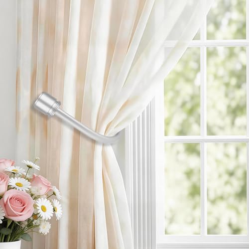 HOTOZON Curtain Holdbacks 2 Pack for Windows, Silver(1 Pair/2 Pack), Large - color: Silver, size: Large