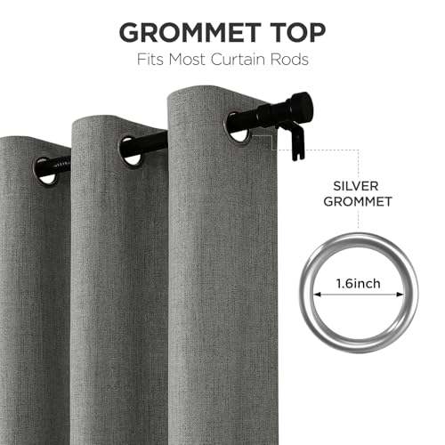 Joydeco Blackout Curtains 72 Inches Long 2 Panels Burg, Room Darkening Curtains for Bedroom, 100% Black Out Textured Thermal Drapes Privacy Protection 2 Panels Set(W52 x L72 Inch, Grey) - color: Dark Grey, size: 52"W x 72"L (Pack of 2)