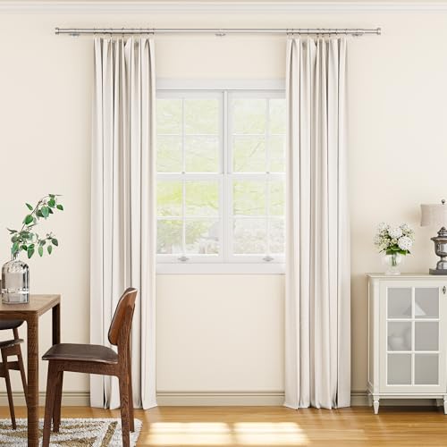 YaFex 2 Pack Heavy Duty Curtain Rods 32-90 Inch, 1 Inch Adjustable Curtain Rod for Windows, Silver Long Window Treatment Rods Set with Aluminium Finials, Modern Design - color: Silver, size: 32" to 90" - 2Pack