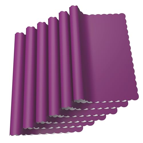 Paper Placemats - Disposable - Scalloped Edge (100, Purple) - color: Purple