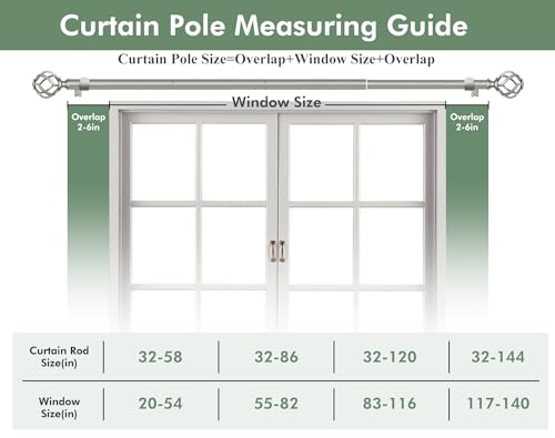 USFOOK Curtain Rod 32 to 58, Window Treatment Rods, Antique Silver, 2 Pack - color: Antique Silver, size: 32-58"(2 pack)