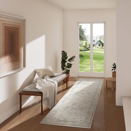 Washable Kitchen Rugs Non Slip: 2x6 Hallway Runner Rug Soft Carpet Runner - color: Beige White and Black, size: 2' x 6' (Rectangular)