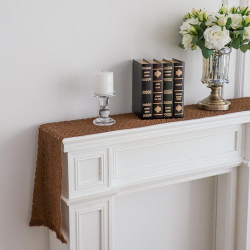 Simple&Opulence Boho Macrame 100% Cotton Table Runner - 12 x 72 Inch, Woven Farmhouse Table Runner with Fringed Edges for Bohemian Rustic Wedding, Bridal Shower, Dinner (Brown) - size: 12"x72", style: Cotton / Brown