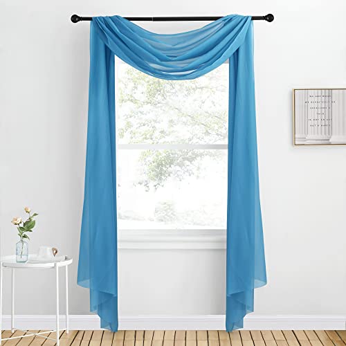 NICETOWN Turquoise Window Scarf Valances, Voile Sheer Scarf for Draping, Party Curtains for Bed Canopy/Birthday/Revelry, W60 x L216, 2 Panels - color: Turquoise