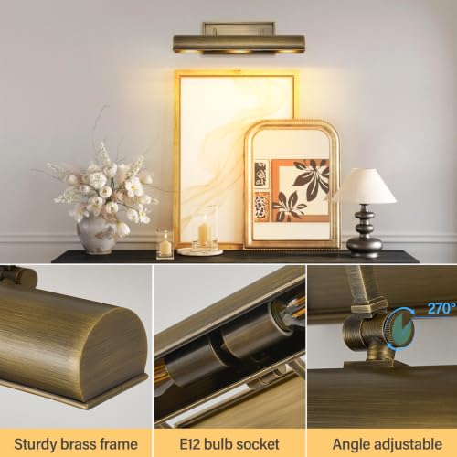 Art Picture Wall Sconce,Linear Artwork Display Wall Lights - color: Antique Brass, size: 18"-3 Bulbs