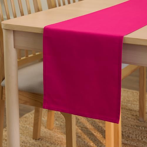 Encasa XO Table Runner, Cotton Canvas Dining Runner 13"x72" - color: Hot Pink, size: 13x72 in