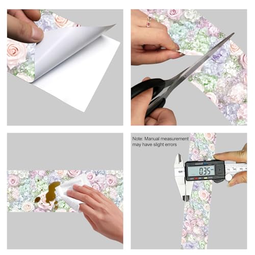 HOMETITUTE Peel and Stick Wallpaper Border 4x196in Pastel Rose Pattern - color: flower