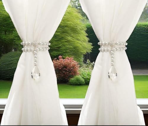 SUQ I OME Luxury Pearl Beaded Magnetic Curtain Tieback, Pearl - color: Pearl