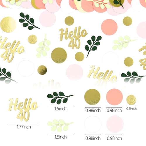 300PC 40TH Birthday Confetti for Table Pink and Sage Green Happy 40TH Birthday Decorations for Women Dots Hello 40 Confetti Scatters Forty Party Decor Supplies - style: Pink Hello 40 Confetti