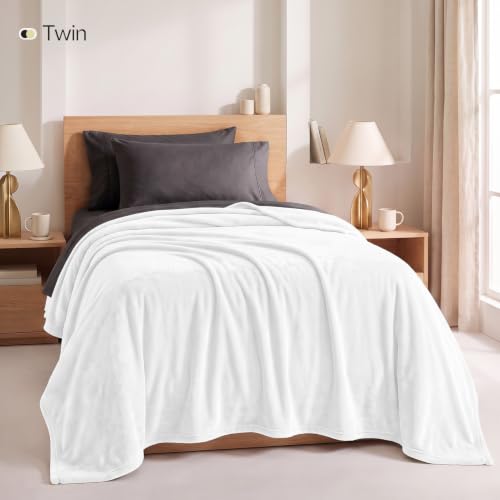Soft Fleece Blanket for Bed Twin Size White (60x80 Inch) - color: White, size: Twin (60x80 Inch)